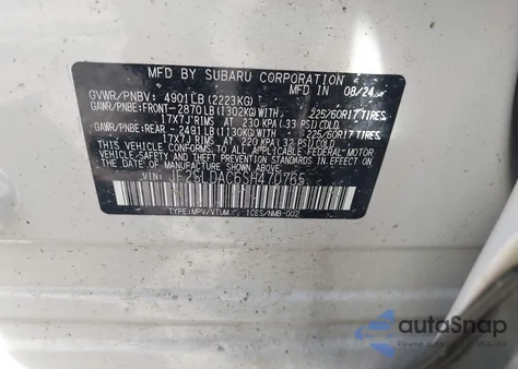 2025 Subaru Forester из США, поврежденный, VIN JF2SLDAC6SH470765